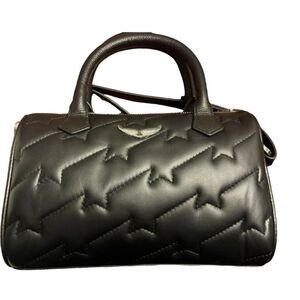 Zadig & Voltaire Black Quilted Satchel with Silver Emblem
